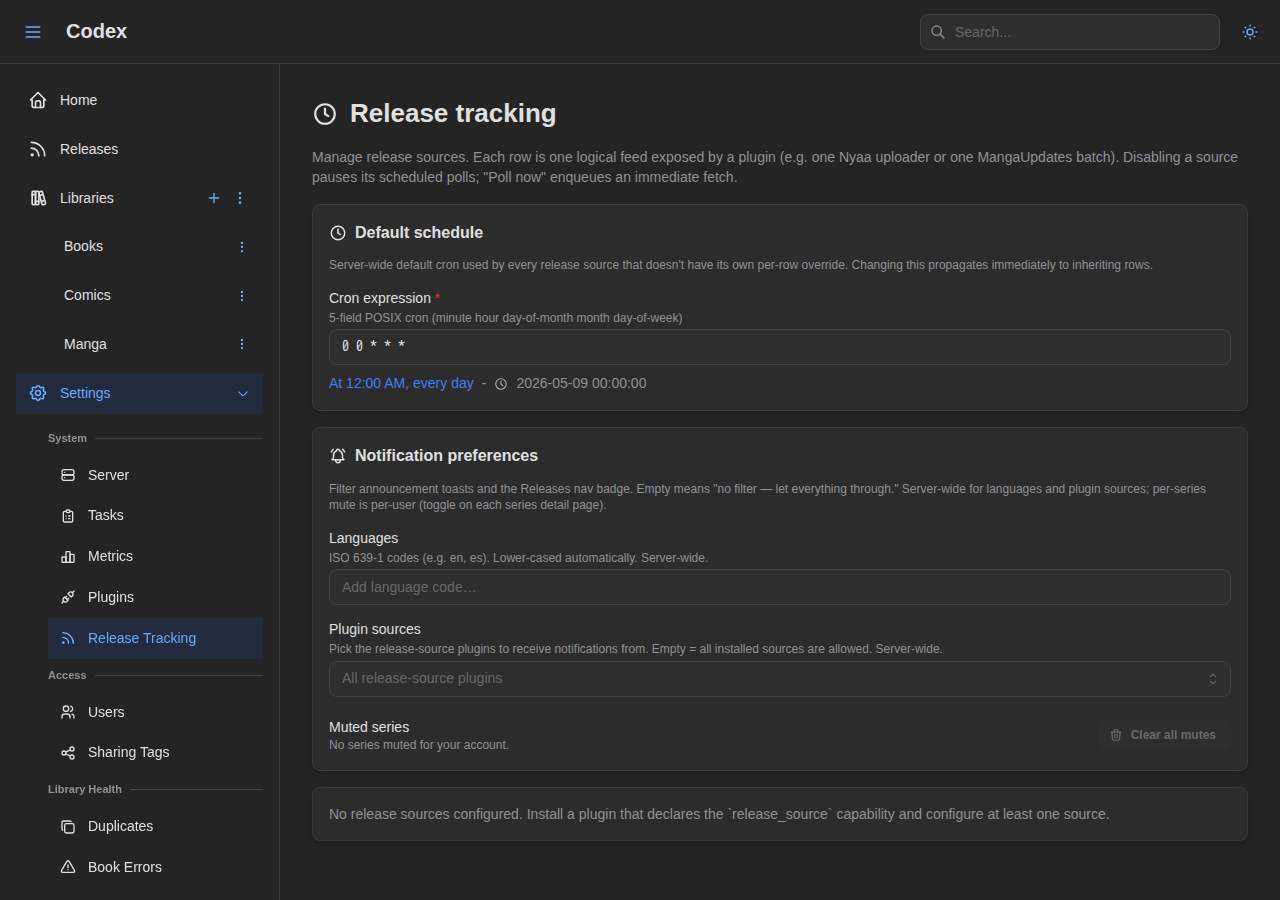 Release Tracking Settings